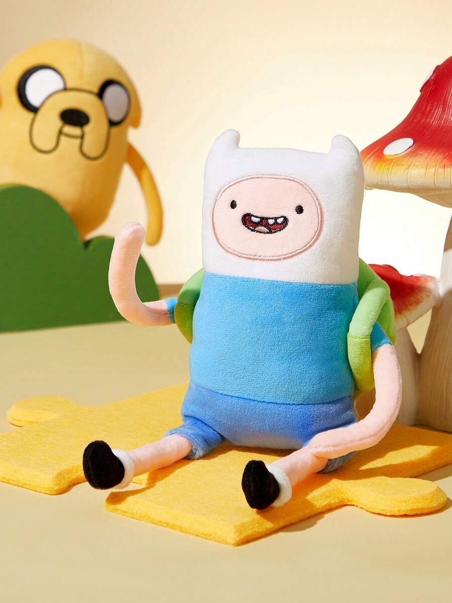 ADVENTURE TIME X SHEIN 1個卡通毛絨娃娃,由柔軟材質製成,配有精緻刺繡,可放置在沙發或車內裝飾,適合作為禮物 - 藍色 - 查看 1