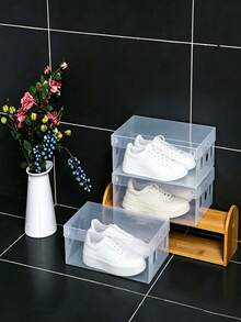 10/20Pack Foldable Clear Plastic Shoe Boxes, Waterproof Dustproof Stackable Shoe Storage Organizer, Thick Transparent Container For Sneakers, High Heels, Clothes, Small Stuff, Space Saving Foldable Storage Bins For Closet, Dorm, Bedroom, Apartment - View 2