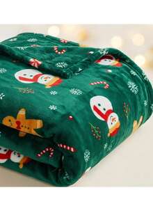 Joivida Christmas Green Throw Blanket, Ultra Soft Plush Flannel Holiday Blanket With Cute Snowman Snowflake Print, Festive Winter Decor Gift - Green - View 3