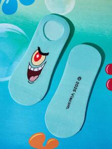 SpongeBob SquarePants | SHEIN 6雙軟薄透氣男女通用隱形襪 吸濕排汗低筒隱形襪 - 雜色 - 查看 17