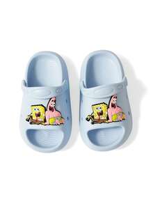 SpongeBob SquarePants | SHEIN 可愛卡通兒童拖鞋，適合幼兒與兒童，EVA材質，適用於居家浴室、游泳池、海灘等 - 淺藍色 - 查看 7