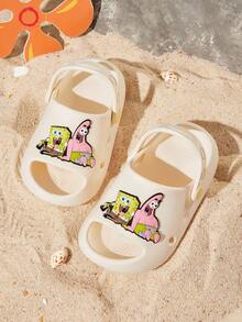 SpongeBob SquarePants | SHEIN 可愛卡通兒童拖鞋，適合幼兒與兒童，EVA材質，適用於居家浴室、游泳池、海灘等 - 米色 - 查看 9