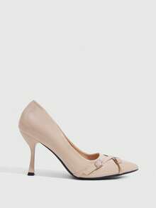 CUCCOO SZL Women's Shoes Fashion PU Material Pointed Stiletto High Heels, Simple Glossy Design, Suitable For Commuting Dating Parties - Apricot - View 2