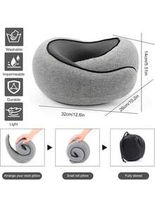 Grey Memory Foam Travel Neck Pillow – Compact, Comfortable, And Ergonomically Designed For Use On Planes, During Car Rides, Or At Home; Suitable For A Wide Range Of Users. - Multicolor - View 2