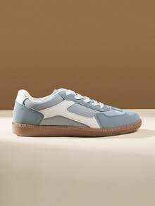 CUCCOO EASI Women's Flat Shoes Lace-Up Round Toe Casual Versatile Sneakers - sky blue - View 2