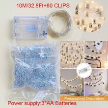 Teckwe 1set 1/2/3/4/5/10M Home Decor Photo Clips Light String,Indoor Bedroom Wall Decoration Fairy Light String With Plastic Clips, Wedding Birthday Party Decor Light String, Christmas Tree Decoration Lights,Girls' Room Wall Decorative Light String - Yellow light - View 15