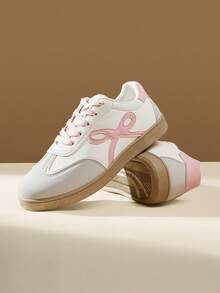 CUCCOO EASI Women's Flat-Bottomed Lace-Up Casual Shoes Fashionable Versatile Simple Board Shoes - Baby Pink - View 8