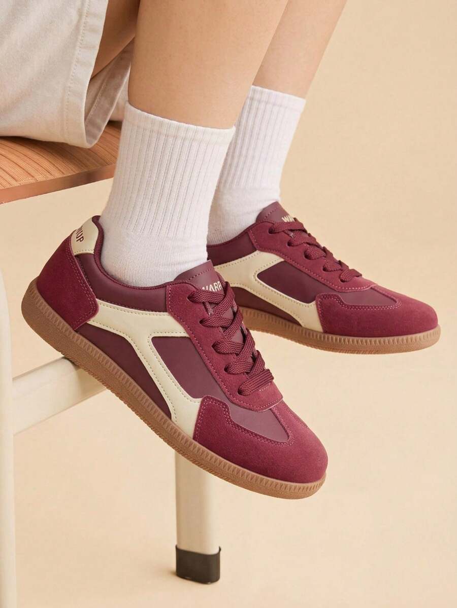 CUCCOO EASI Women's Flat Shoes Lace-Up Round Toe Casual Versatile Sneakers - Rose Red - View 1