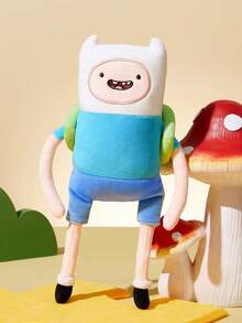 ADVENTURE TIME X SHEIN 1個卡通毛絨娃娃，由柔軟材質製成，配有精緻刺繡，可放置在沙發或車內裝飾，適合作為禮物 - 藍色 - 查看 2