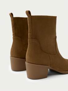 Nöista Women's New Small Square-Toe Western Boots Retro Thick-Heeled Ankle Boots Medium Heel 5cm Pointed Cowboy Boots Fall Boots - Brown - View 10