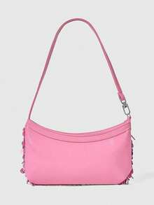 ROMWE Ladies Fashion Elegant Exquisite Classic Colored Sequins Rhinestone Shoulder Bag, Dinner Bag, Party Dating Banquet Wedding Ball Night Club - Pink - View 5