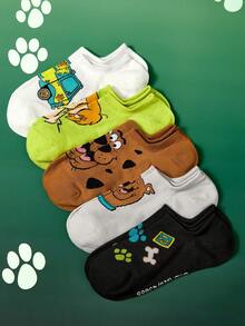 SCOOBY-DOO X SHEIN 5雙柔軟薄款透氣隱形襪 吸濕排汗低筒隱形襪 - 雜色 - 查看 10