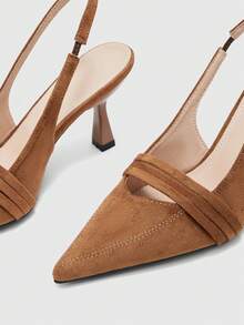 CUCCOO BIZCHIC Women's Pointed Toe Pumps, Versatile High Heels For Commuting And Daily Wear - Brown suede - View 6