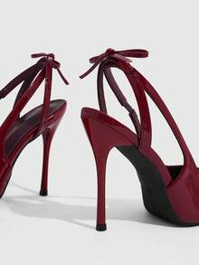 CUCCOO SZL Women's Pointed Toe Buckle Design Fashionable Elegant High Heels Fall Shoes - Red - View 5