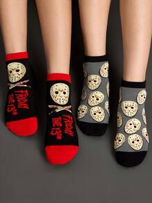 WB Horror X SHEIN 2 Pairs Of Cartoon Pattern Women's Socks - color mixing - View 2