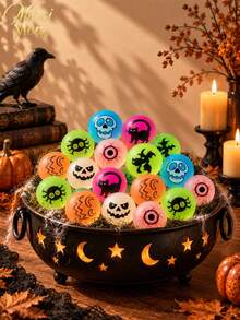 Muroi Mono 2/10/12/15/20/24/25Pcs Random Halloween Glow-In-The-Dark Bouncy Balls, Halloween Party Favors & Decor Props - multicolor - View 7