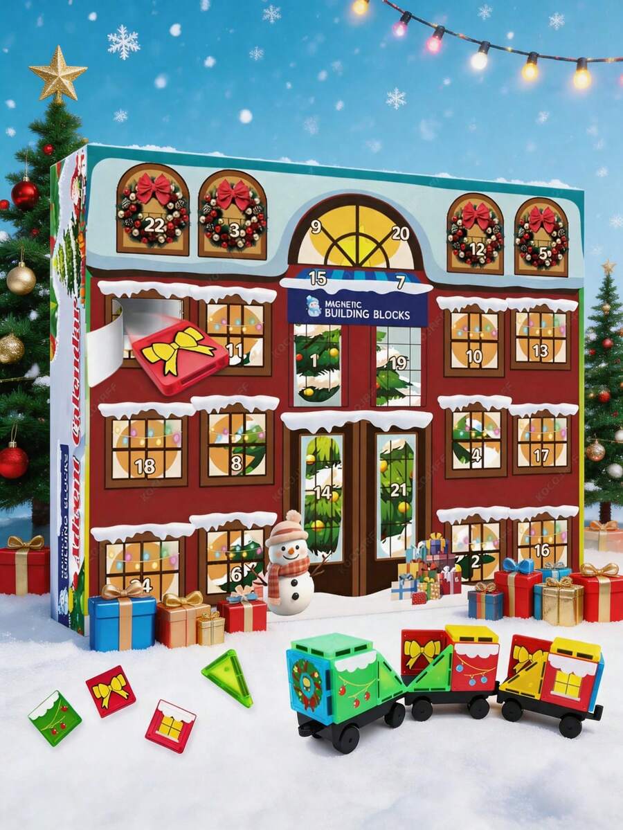 MINKOJA Christmas Surprise Countdown Calendar, Magnetic Building Block Toys With Random Styles And Colors, 3D Creative Building Toys, Suitable For Christmas, Birthdays, And Rewards - Multicolor - View 1