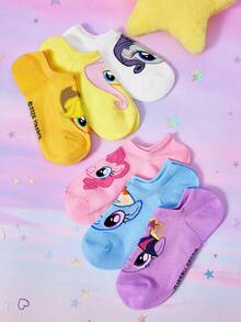 My Little Pony X SHEIN 6雙女款柔軟薄款透氣隱形襪 吸濕排汗低筒隱形襪 - 雜色 - 查看 4