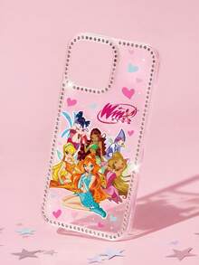The Winx X SHEIN بطانية هاتف محمول شفاف بنمط كرتوني مع حفر، بطانية هاتف محمول واقي مضاد للسقوط آيفون 11-17 - متعدد الألوان - مشاهدة 2