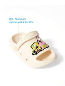 SpongeBob SquarePants | SHEIN 可愛卡通兒童拖鞋，適合幼兒與兒童，EVA材質，適用於居家浴室、游泳池、海灘等 - 米色 - 查看 2