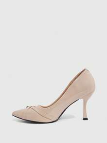 CUCCOO SZL Women's Shoes Fashion PU Material Pointed Stiletto High Heels, Simple Glossy Design, Suitable For Commuting Dating Parties - Apricot - View 4