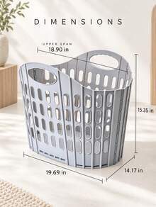 Haus Hana 1pc Foldable Laundry Basket, Multi-Functional Handheld Clothes Hamper, Wall Mountable Dirty Clothes Storage Bin For Bedroom & Bathroom - Multicolor - View 4