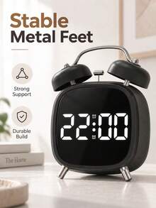 1pc Classic Dual Bell Electronic Clock With Adjustable Brightness, Digital Alarm Clock For Heavy Sleepers, Easy-To-Read Large Display, Suitable For Bedroom And Home Decor, Fashionable Modern Style - multicolor - View 4