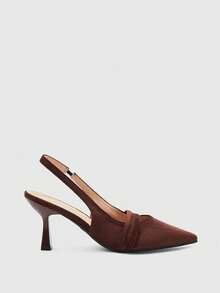 CUCCOO BIZCHIC Sepatu hak tinggi wanita berujung lancip, sepatu hak tinggi serbaguna untuk bepergian dan pemakaian sehari-hari. - Suede coklat tua - View 2