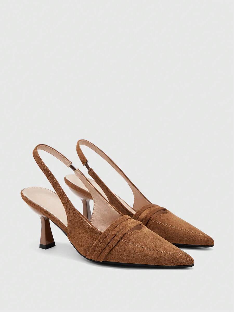 CUCCOO BIZCHIC Women's Pointed Toe Pumps, Versatile High Heels For Commuting And Daily Wear - Brown suede - View 1