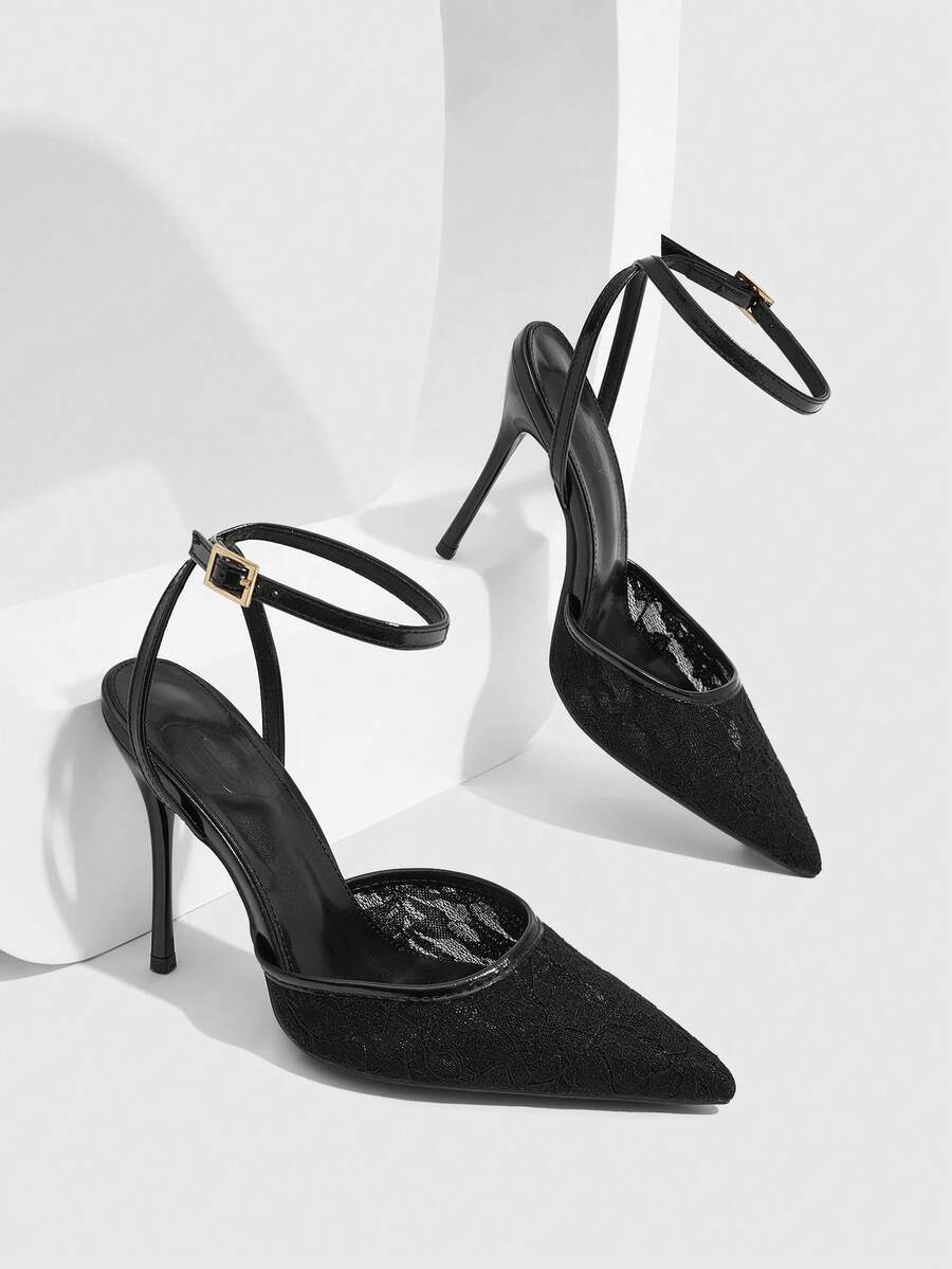 CUCCOO SZL Women's Fashionable Elegant Pointed Toe Buckle High Heels Spring Shoes Fall Shoes - Graphite Black - View 1