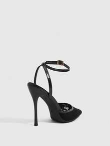 CUCCOO SZL Women's Fashionable Elegant Pointed Toe Buckle High Heels Spring Shoes Fall Shoes - Graphite Black - View 3