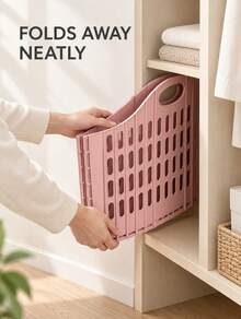 Haus Hana 1pc Foldable Laundry Basket, Multi-Functional Handheld Clothes Hamper, Wall Mountable Dirty Clothes Storage Bin For Bedroom & Bathroom - Multicolor - View 3