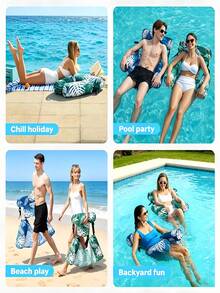 1PC Adult Inflatable Pool Chair, A Portable Floating Lounger Perfect For Pool Parties, Lakeside, Beach, And Sunbathing - multicolor - View 3