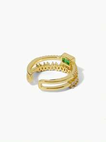 Vandermere 1 Piece Of Stylish And Versatile Temperament Design Forest-Style Emerald Green Personality Double-Layer Ring - Multicolor - View 2