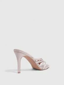 CUCCOO SZL Women's High-Heeled Sandals. Light Luxury Rhinestone Straps, Banquet Style Open-Toed Women's Shoes - Baby Pink - View 3