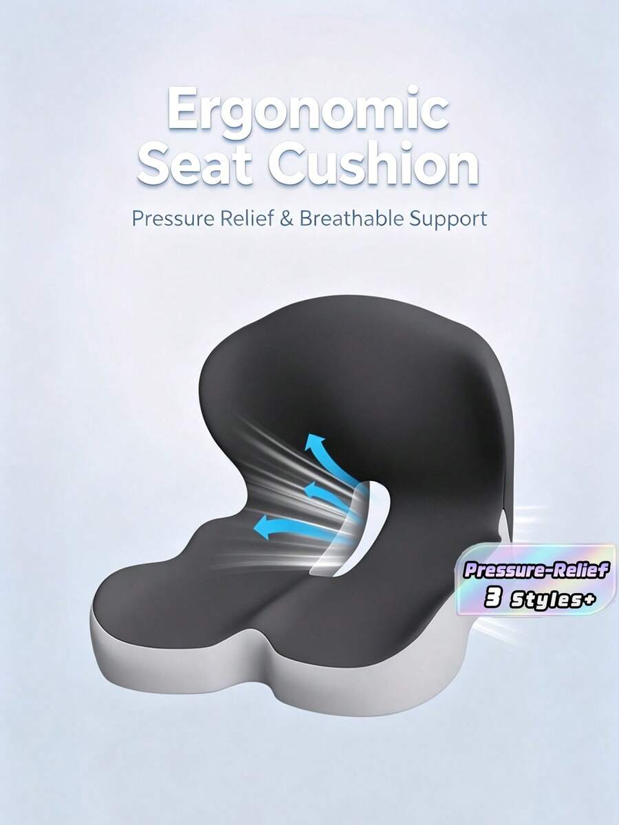 Memory Foam Seat Cushion With Backrest, Ergonomic Spine Alignment Chair Pillow, Heightened Side Support, Relieve Leg Hip Pressure, Comfort Cushion For Office Chair Car Seat Home Use - multicolor - View 1