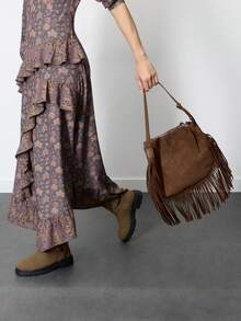 Nöista Thick-Soled Medium Boots, Belt Buckle Fashionable Retro Autumn And Winter Versatile Knight Boots - Brown - View 7