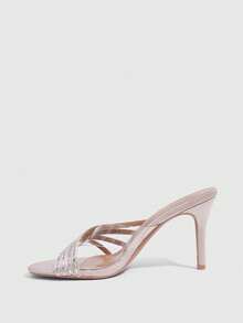 CUCCOO SZL Women's High-Heeled Sandals. Light Luxury Rhinestone Straps, Banquet Style Open-Toed Women's Shoes - Baby Pink - View 4