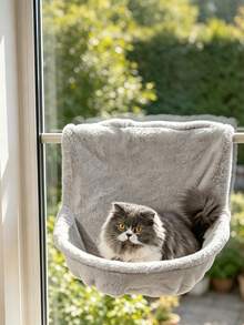 1 Cat Bedside Hammock, Bedside Cat Bed Hanging Bed, Plush Pet Bed, Removable And Washable For All Seasons, No Need To Drill Holes For Stable Installation, Small Cat Dog Soft Cushions For Warmth, Cat Bed Portable And Easy To Clean - F - View 2