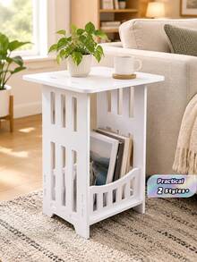 1pc Single‑Tier/Double Layer Space-Saving Minimalist Nordic Style White Mini Square Coffee Table Nightstand Side Table For Small Apartment Living Room Bedroom Home Furniture - Multicolor - View 1