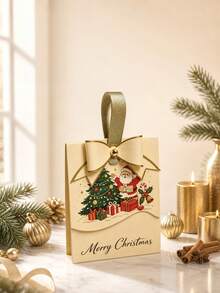 Cartoon Santa Claus & Pine Tree Christmas Gift Tote Bags, Portable Holiday Party Packaging Bags, Xmas Candy & Small Present Handheld Gift Bags - multicolor - View 2