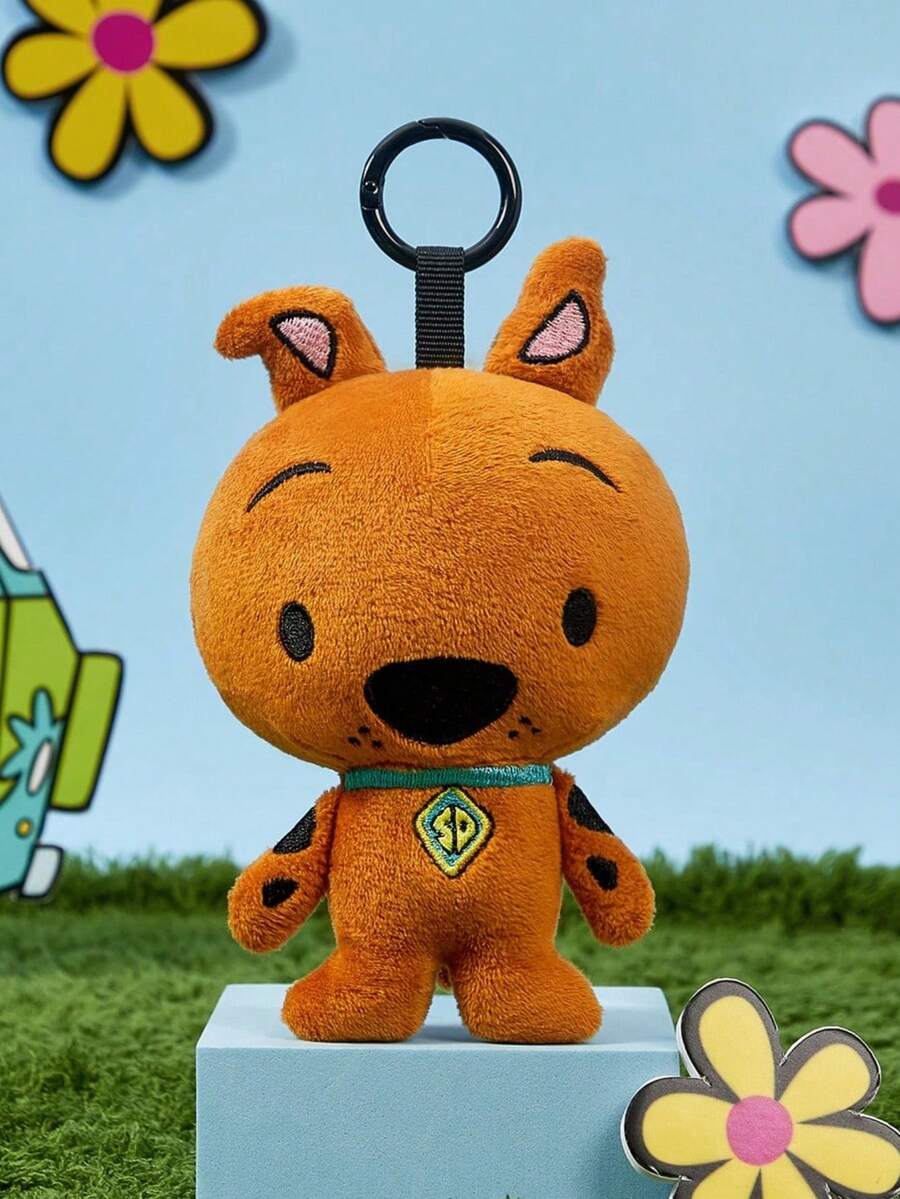 SCOOBY-DOO X POKOJA LAND 1Pc Cartoon Dog Plush Keychain, Soft Short Plush Fabric Cute Animal Bag Pendant With Carabiner Clip, 13cm Mini Stuffed Doll Key Accessory For Backpack Handbag Keys Decor - Brown - View 1