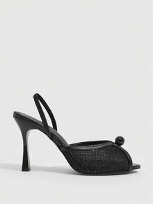 CUCCOO SZL Women's Dress High-Heeled Sandals, Open-Toed Mullers, Suitable For Parties, Weddings, Dinners And Summer Wear - Black - View 2