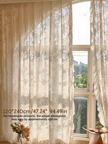 Cirelle Romantic French Country Lace Sheer Curtains - Elegant Floral Branch Pattern With Chic Ruffled Trim For A Dreamy Boho Home Decor - multicolor - View 13