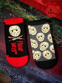 WB Horror X SHEIN 2 Pairs Of Cartoon Pattern Women's Socks - color mixing - View 1