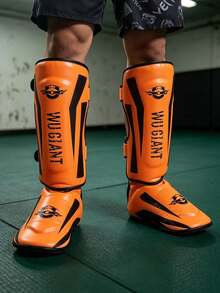 1 Pair Muay Thai Leg Guards Shin Instep Protectors, Thick Martial Arts Kickboxing MMA Shin Guards Ankle Guards - Multicolor - View 6