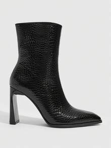 CUCCOO SZL New Small Square Toe Mid-Heel Black Jindian Thin Commuting Atmosphere Ankle Boots Fall Boots - Black - View 2