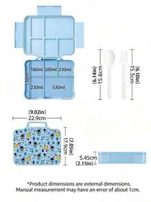1 Piece Practical Portable Lunch Box , Multi-Section Bento Box With Large Capacity And Tableware Tools, Food Storage Container, Daily Use, Ideal Graduation Gift, New Year'S Gift, Essential - Multicolor - View 2