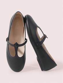 CUCCOO DOLLMOD Women's Shoes, Black T-Shaped Mary Jane Flats, Round Toe Soft Ballet Shoes, Casual And Comfortable Retro Versatile Commuting - Black - View 1