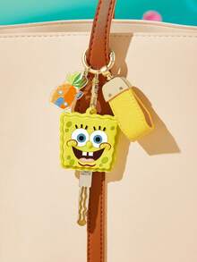SpongeBob SquarePants | SHEIN بطانية مفتاح كرتوني أصفر من مادة PVC - أصفر - مشاهدة 2
